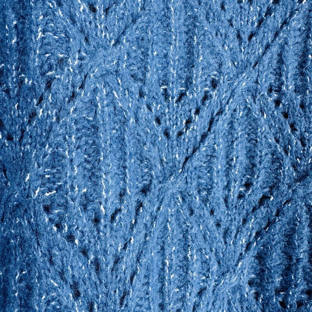 Old Navy Blue Knit Pointelle Ruffle Trim Crew Neck Long Sleeve Sweater Size S - Picture 6 of 6